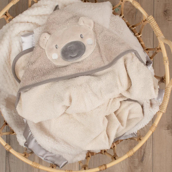 The Little Linen Company Character Baby Hooded Towel - Nectar Bear for baby and toddler bath time