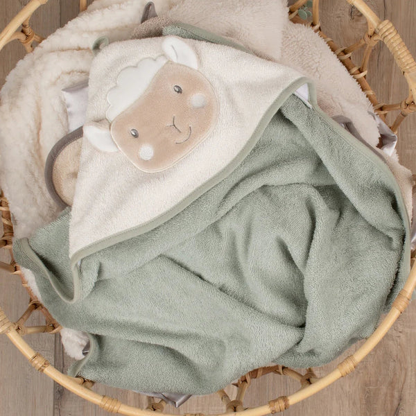 The Little Linen Company Character Baby Hooded Towel - Farmyard Lamb for baby and toddler bath time 