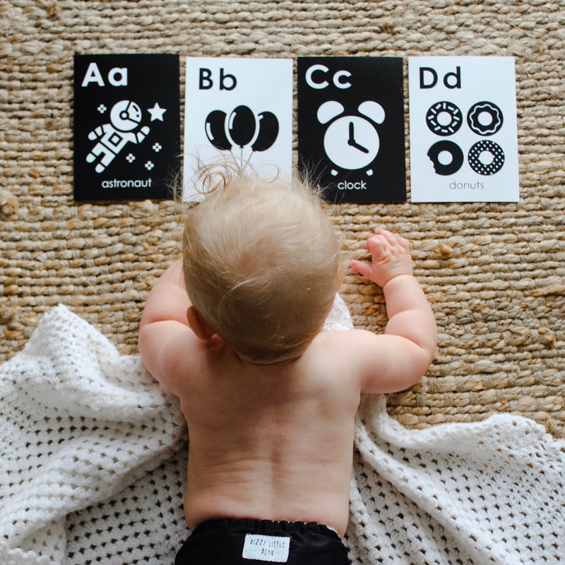My Family Book | My Flash Cards: Alphabet | 25 Black and White Luxe Flash Cards for Baby | Available at modandtod.com