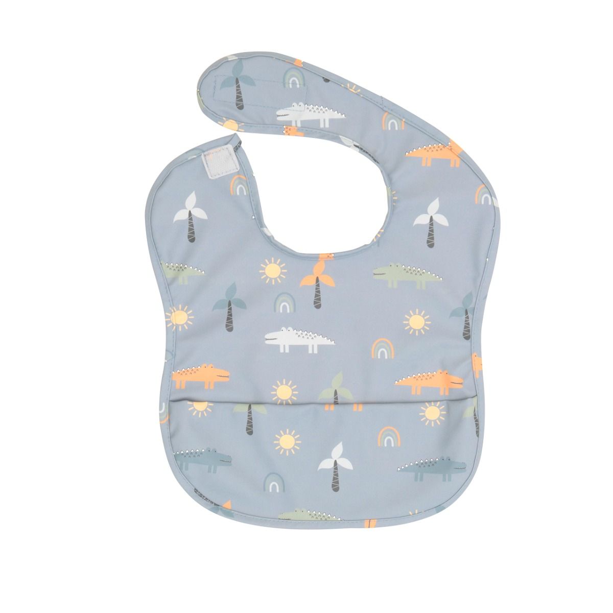 All4ella Recycled Pouch Bib - Crocodile for baby and toddlers starting solids and baby led weaning. MOD & TOD