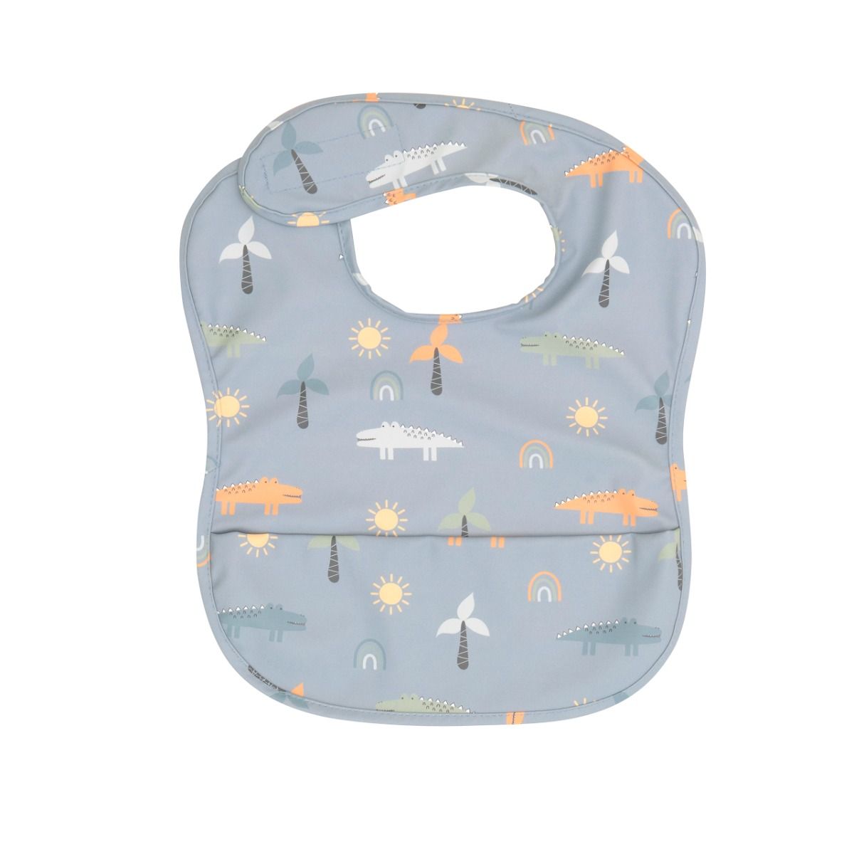 All4ella Recycled Pouch Bib - Crocodile for baby and toddlers starting solids and baby led weaning. MOD & TOD