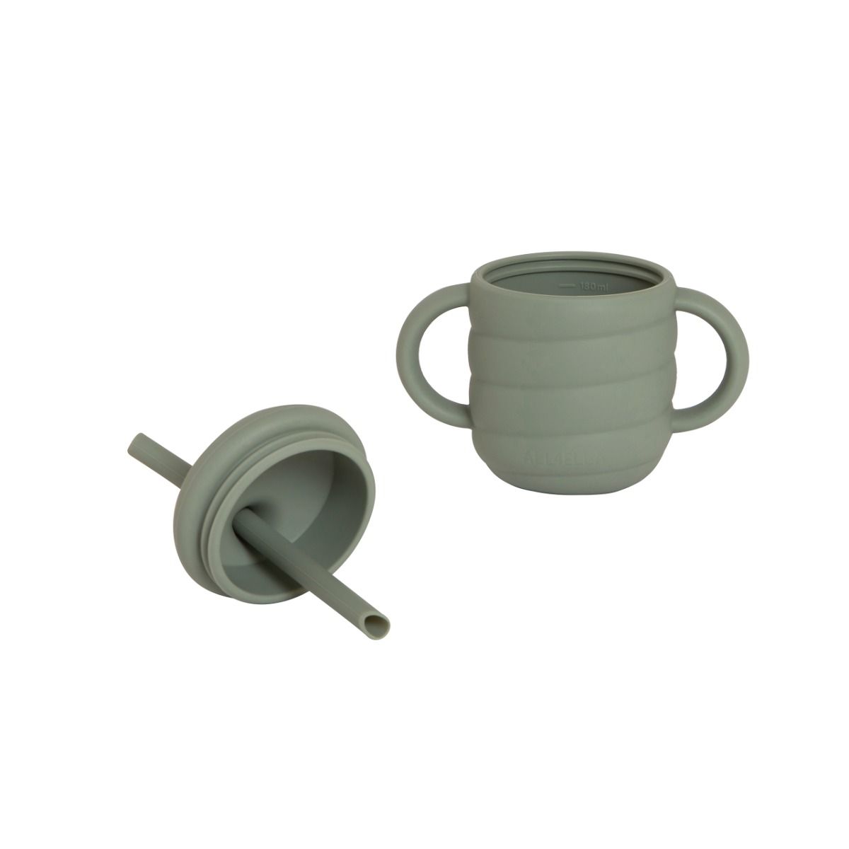 All4ella Silicone Sippy Cup with Straw - Olive for baby and toddler starting solids and baby led weaning. MOD & TOD