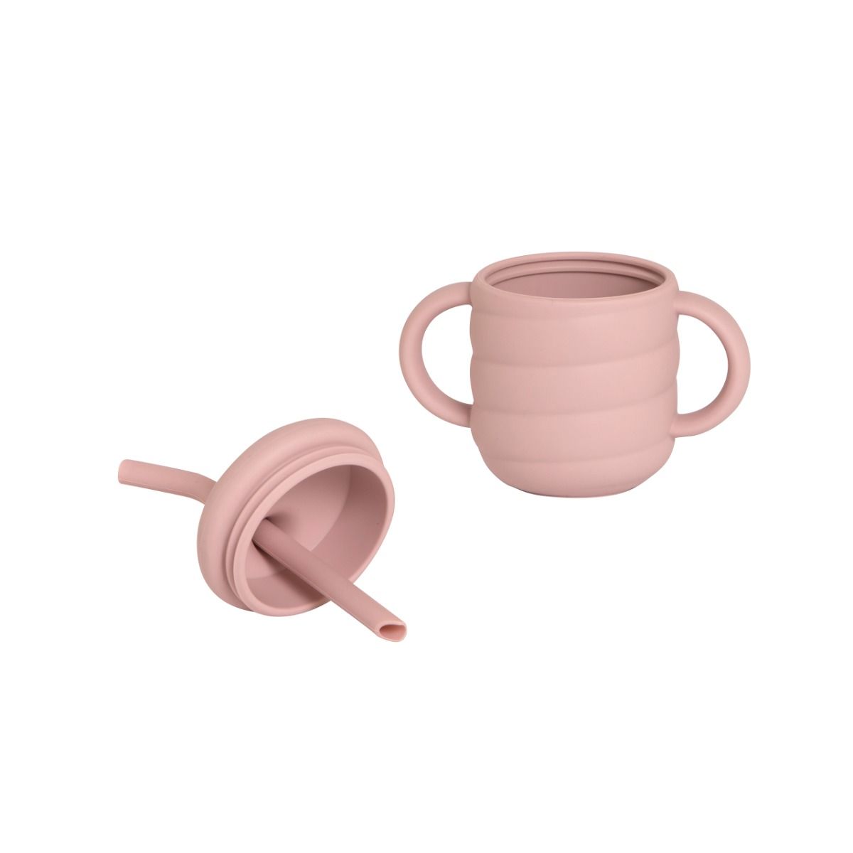 All4ella Silicone Sippy Cup with Straw - Dusty Pink for baby and toddler starting solids and baby led weaning. MOD & TOD