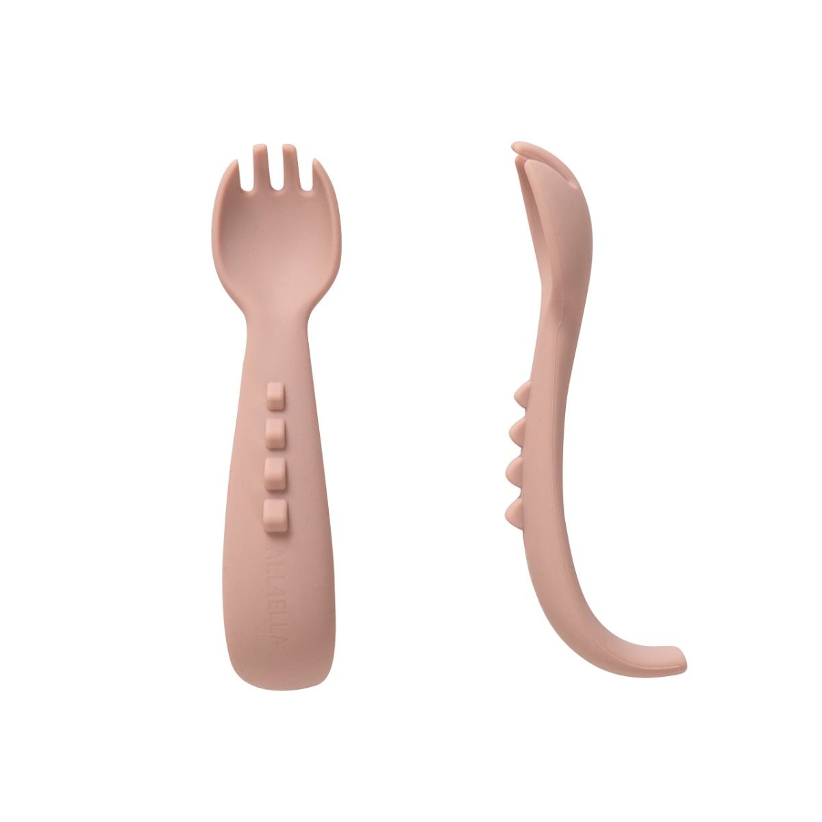 All4ella Comfy Grip Silicone Forks 2pk - Dusty Pink for baby starting solids baby led weaning MOD & TOD