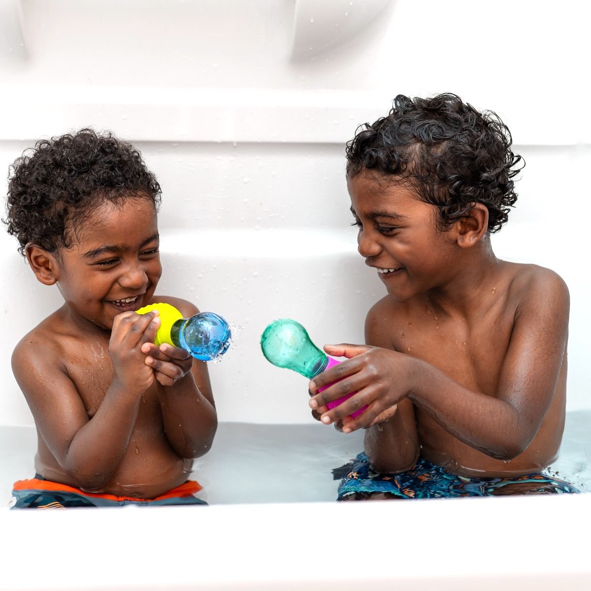 Mobi Skwooshlz water squeeze bulbs for baby and toddler bath time fun. MOD & TOD