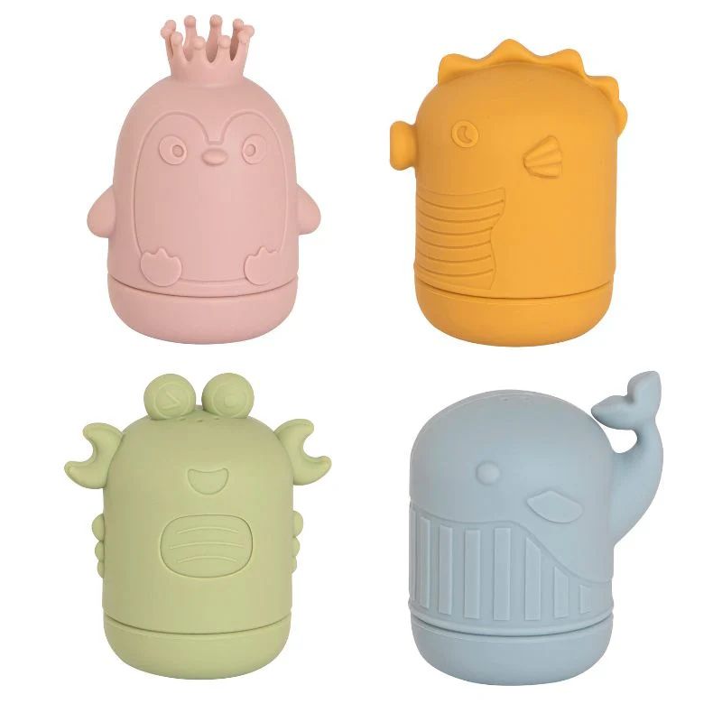 All4ella Squeezy Silicone Bath Toys - Sea Friends for baby, toddler and kids bath time 