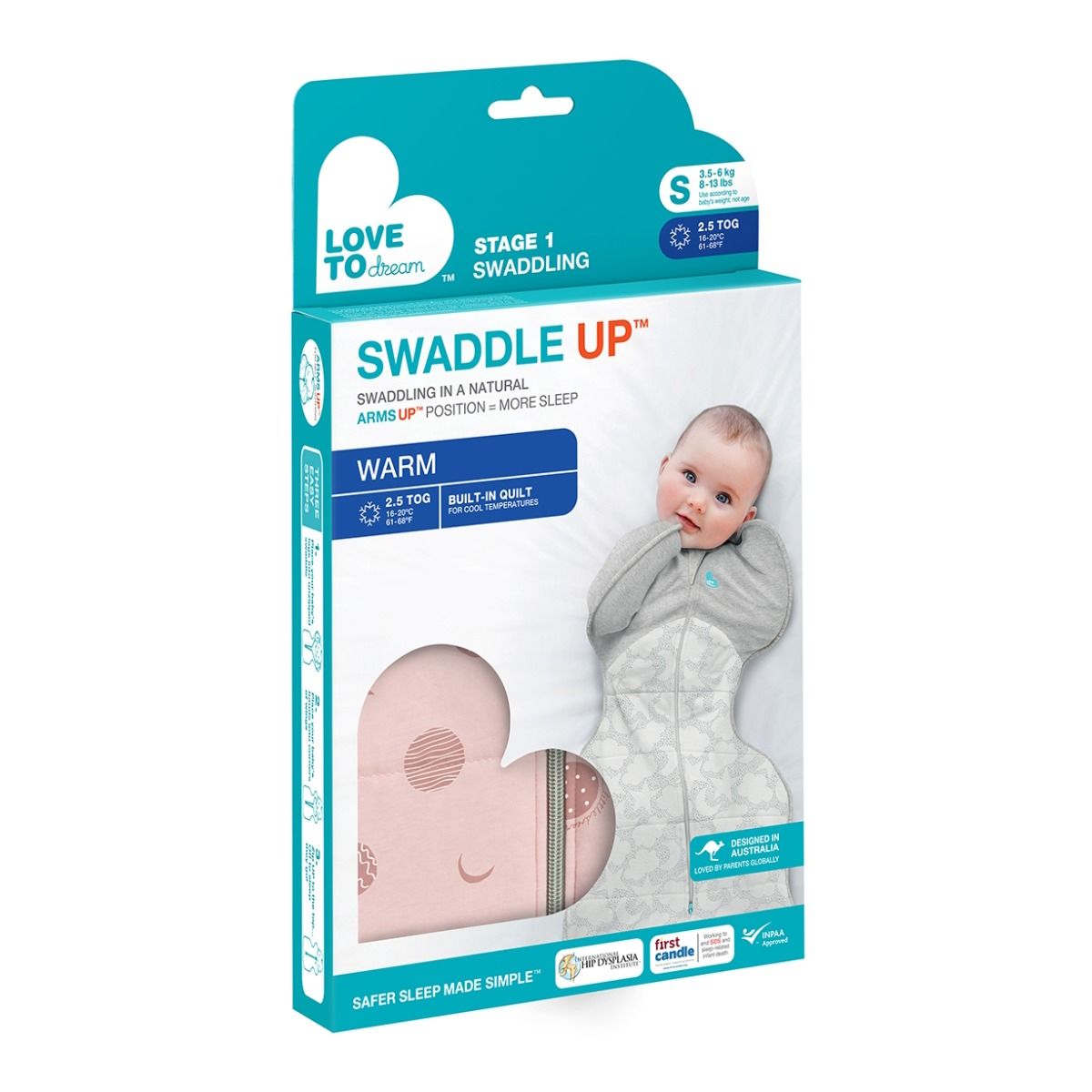 Swaddle Up™ Warm 2.5 TOG - Little Dreamer Dusty Pink for newborn and baby. MOD & TOD
