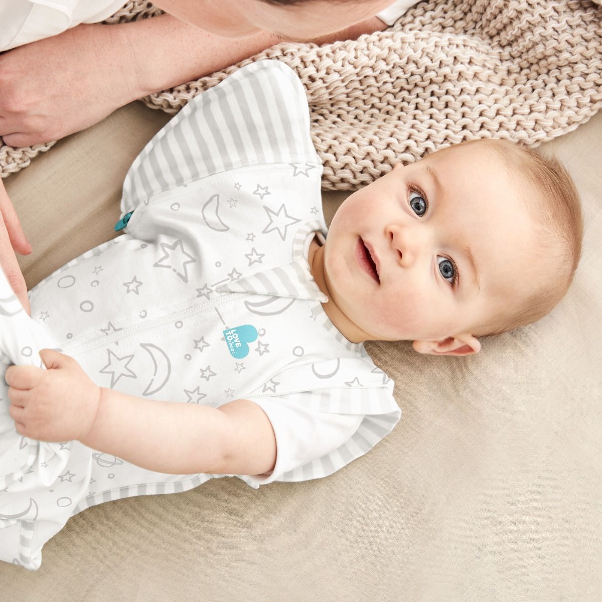 Love to Dream Swaddle Up™ Transition Bag Bamboo 1.0 TOG - Stars & Moon Cream | Baby Sleep Bag | modandtod.com