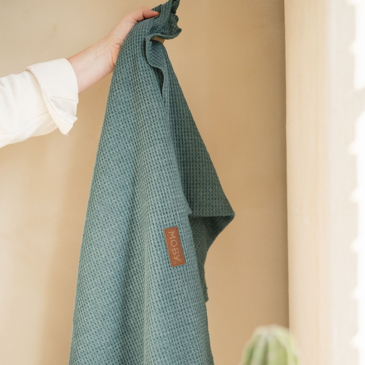 Moby Waffle Knit Wrap - Saguaro baby carrier for out and about mum and baby. MOD & TOD