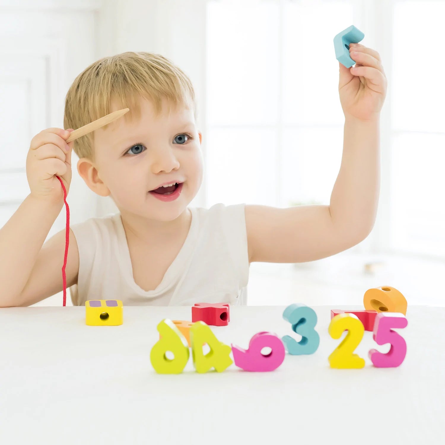 Classic World wooden Number Beads for toddler and kids