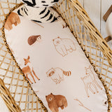 Fitted Bassinet Sheet & Change Mat Cover | Woodland Animals for baby nursery