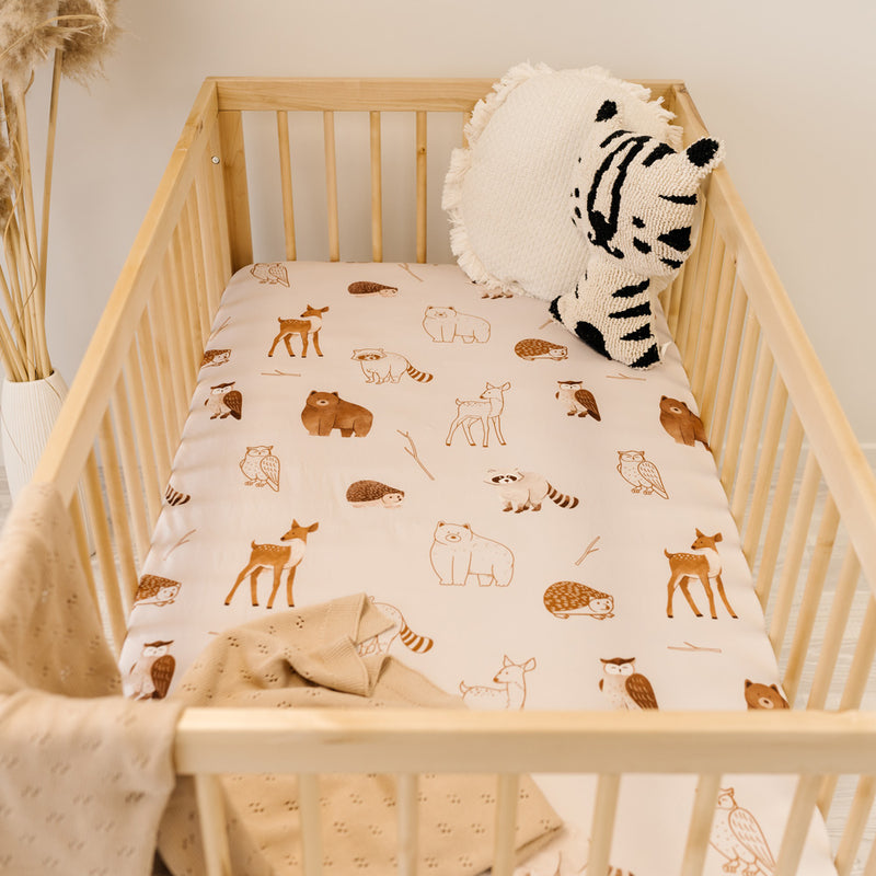 Mod and Tod Organic Cotton Fitted Cot Sheets | Woodland Animals