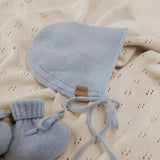 MOD & TOD Merino Baby Bonnet & Booties Set | Baby Blue for newborn baby to 6 months
