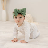 Big Waffle Bow Headband - Fern for baby, newborn and infant. Cute and beautiful. One size fit all