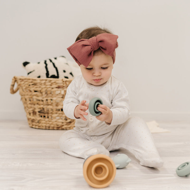 Big Waffle Bow Headband - Cherry for baby, newborn and infant. Cute and beautiful. One size fit all