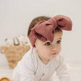 Big Waffle Bow Headband - Cherry for baby, newborn and infant. Cute and beautiful. One size fit all