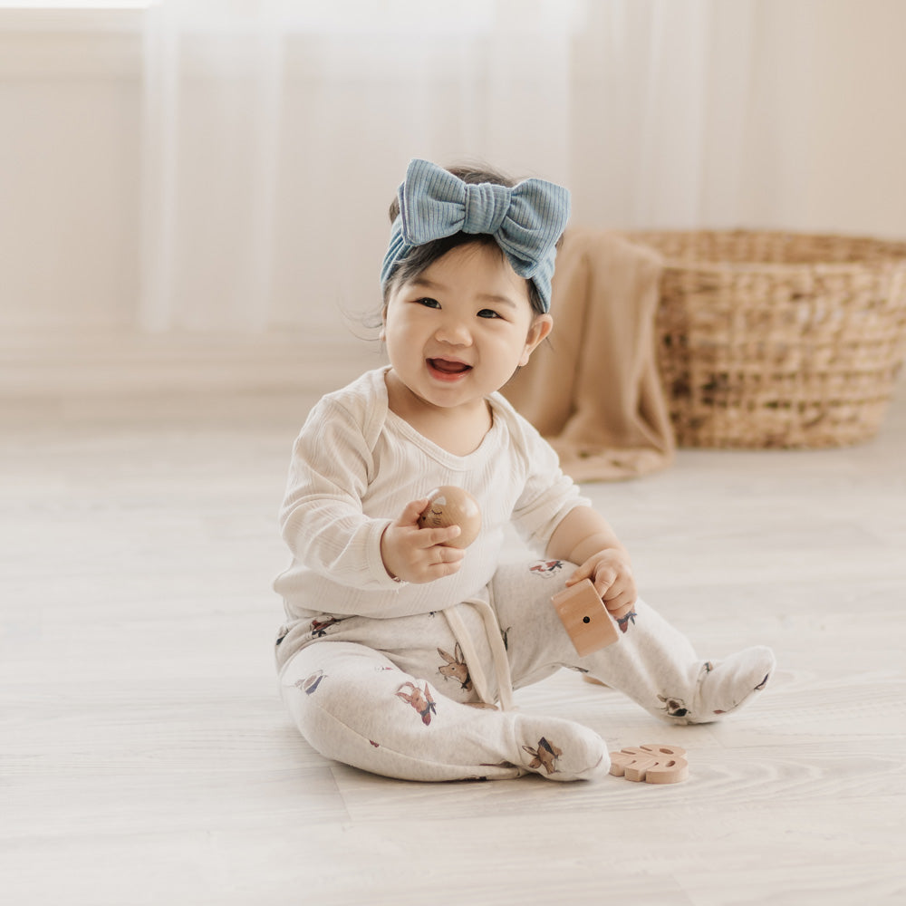 MOD AND TOD Ribbed Bow Headband | Ocean for baby