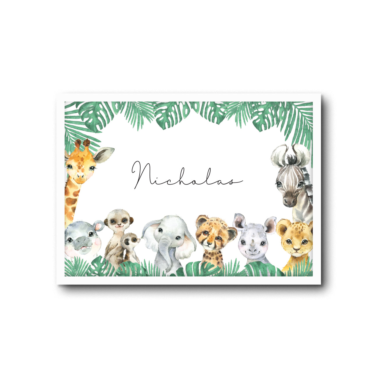 Safari Animals Wall Print Baby Kids Room Nursery Art Custom Name