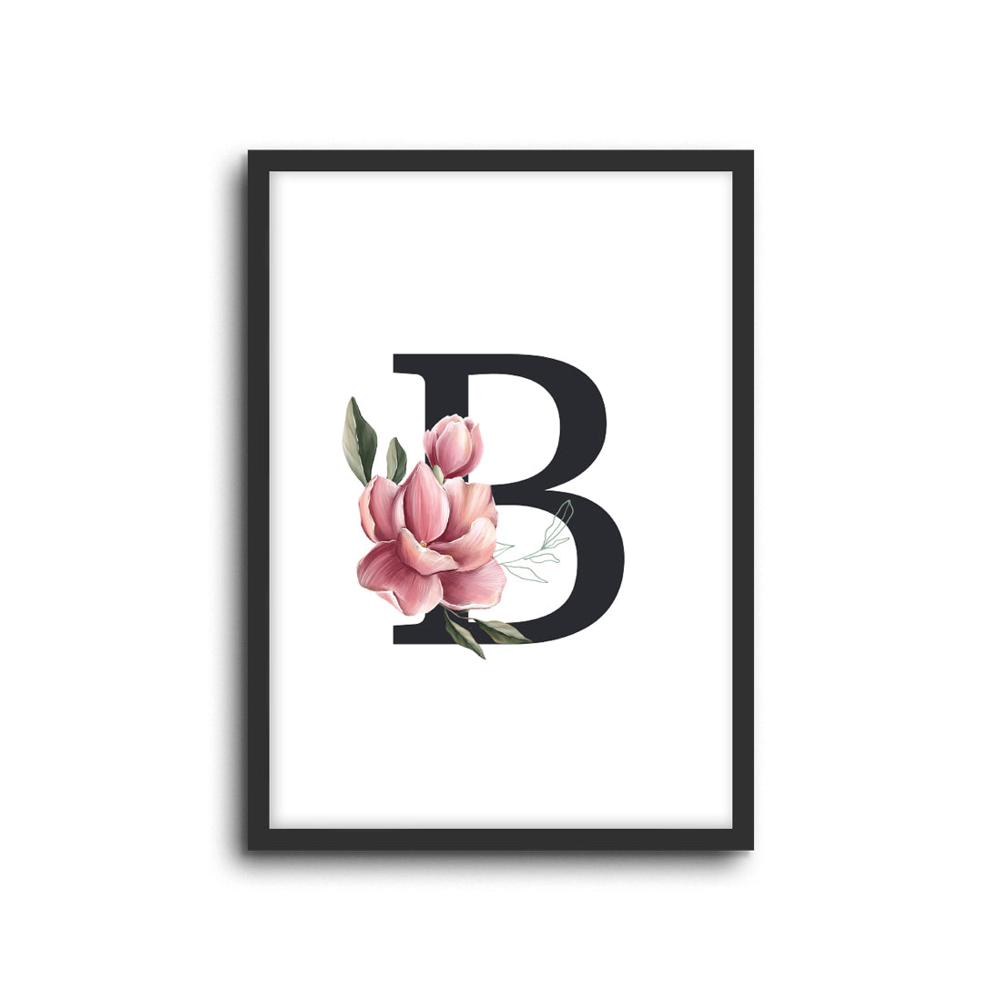 Magnolia Initials Letters Alphabet Wall Print Nursery Kids Room Decor