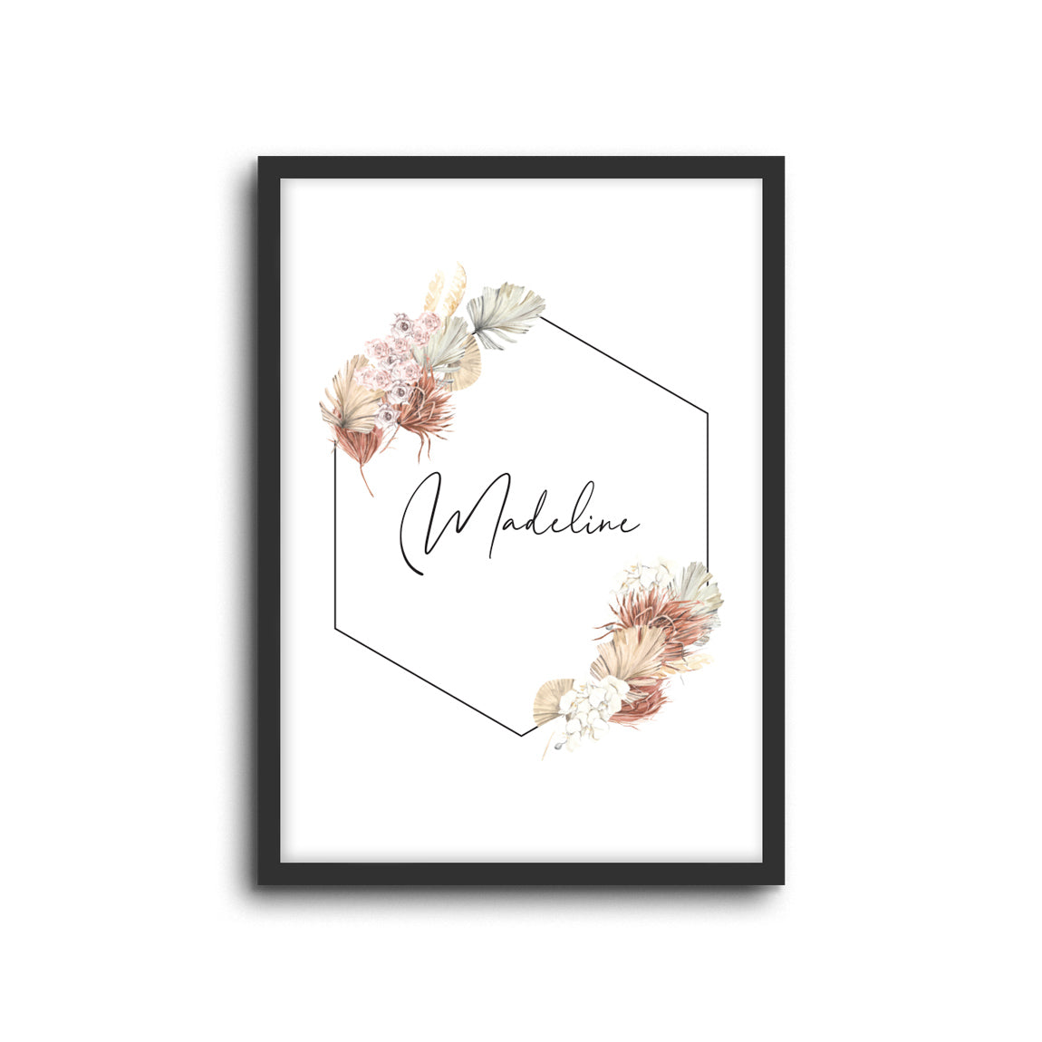 Boho Bouquet Custom Name Wall Print Nursery Art Kids Bedroom Art Bohemian home decor