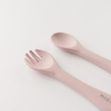 Mod and Tod Toddler Silicone Cutlery Set Spoon Fork Kids Feeding Blush Pink