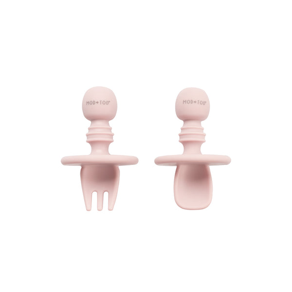 Mini Silicone Cutlery Set | Blush Pink for baby, infant, toddlers and kids feeding and baby led weaning