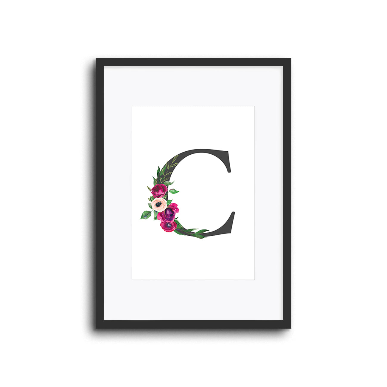 Floral Initials Letters Wall Print Nursery Decor