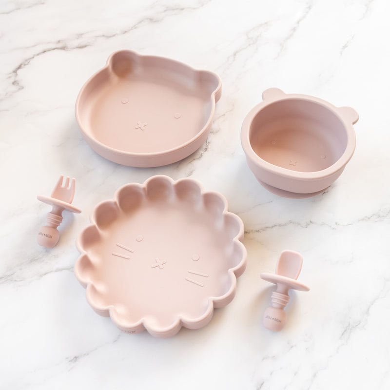 Silicone Suction Lion Plate | Blush Pink for kids and baby feeding