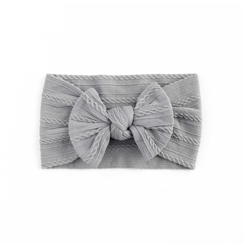 Cable Bow Headband - Grey for girls baby and toddlers. Cute, pretty and beautiful accessories 