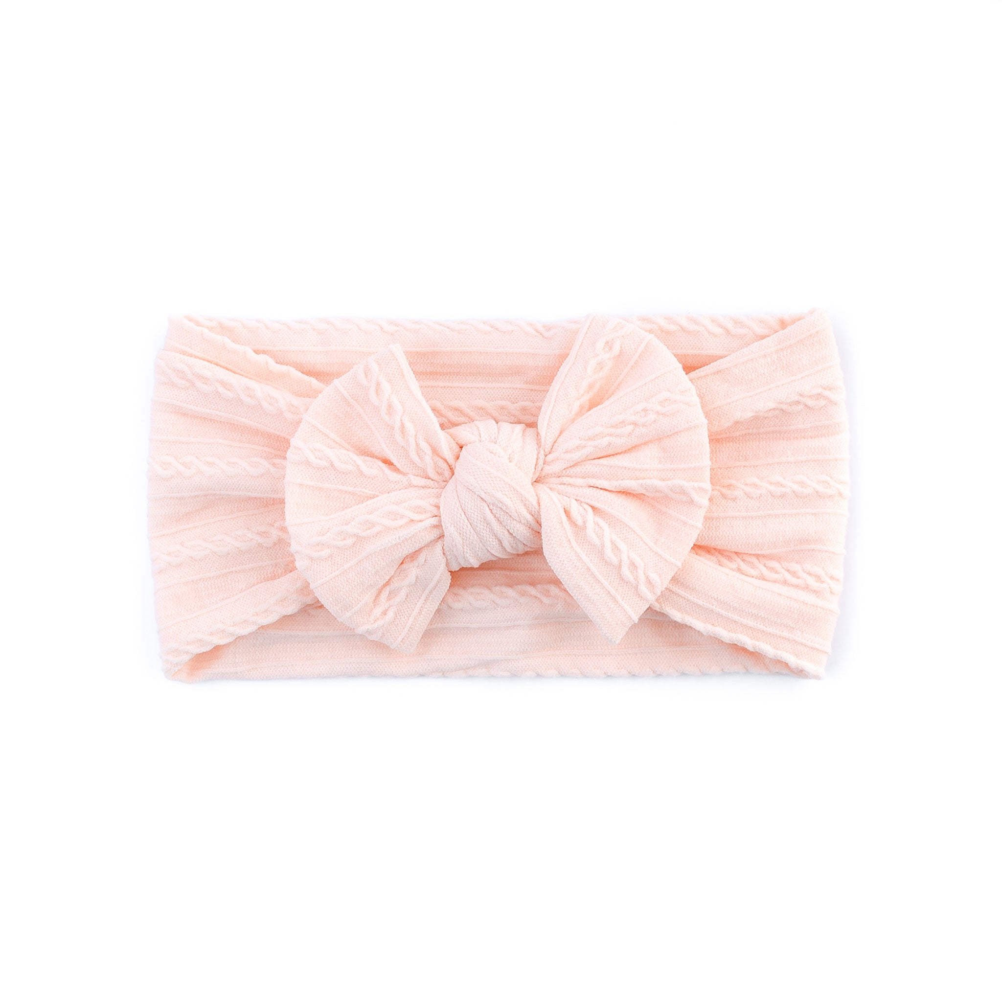 Cable Bow Headband - Peach for girls baby and toddlers. Cute, pretty and beautiful accessories 