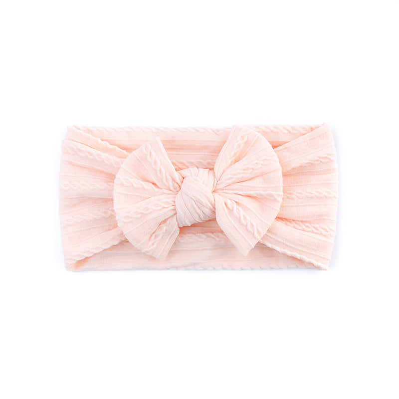 Cable Bow Headband - Peach for girls baby and toddlers. Cute, pretty and beautiful accessories 