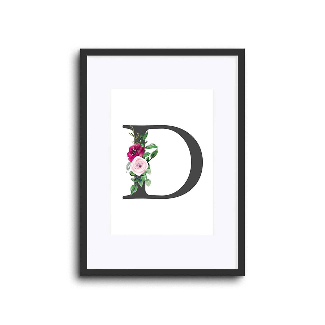 Floral Initials Letters Wall Print Nursery Decor