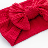 Cable Bow Headband - Red for baby, newborn and infant. Cute and beautiful. One size fit all