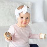 Cable Bow Headband - White for baby, newborn and infant. Cute and beautiful. One size fit all