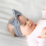 Cable Bow Headband - Grey for baby, newborn and infant. Cute and beautiful. One size fit all