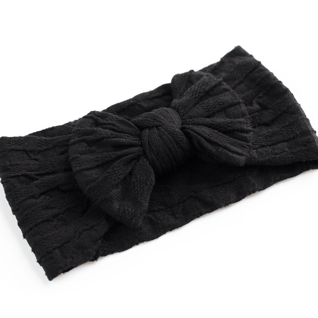 Waffle Bow Headband - Black for baby, newborn and infant. Cute and beautiful. One size fit all