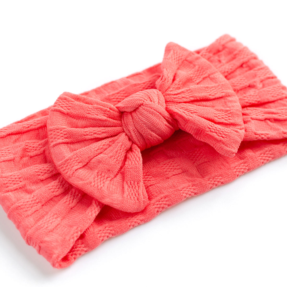 Waffle Bow Headband - Coral for baby, newborn and infant. Cute and beautiful. One size fit all