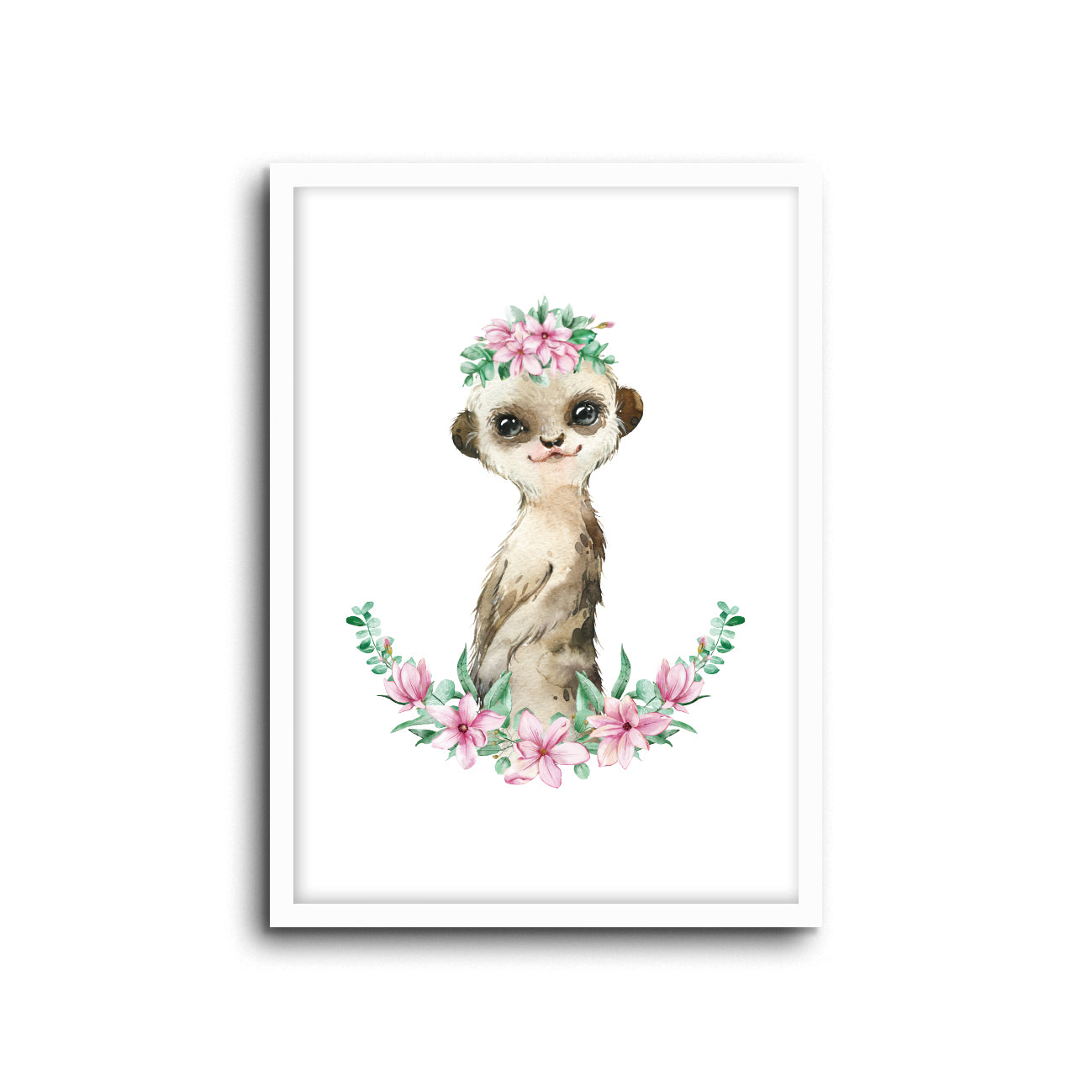 Meerkat - Floral Wall Print Baby Kids Room Nursery Art 