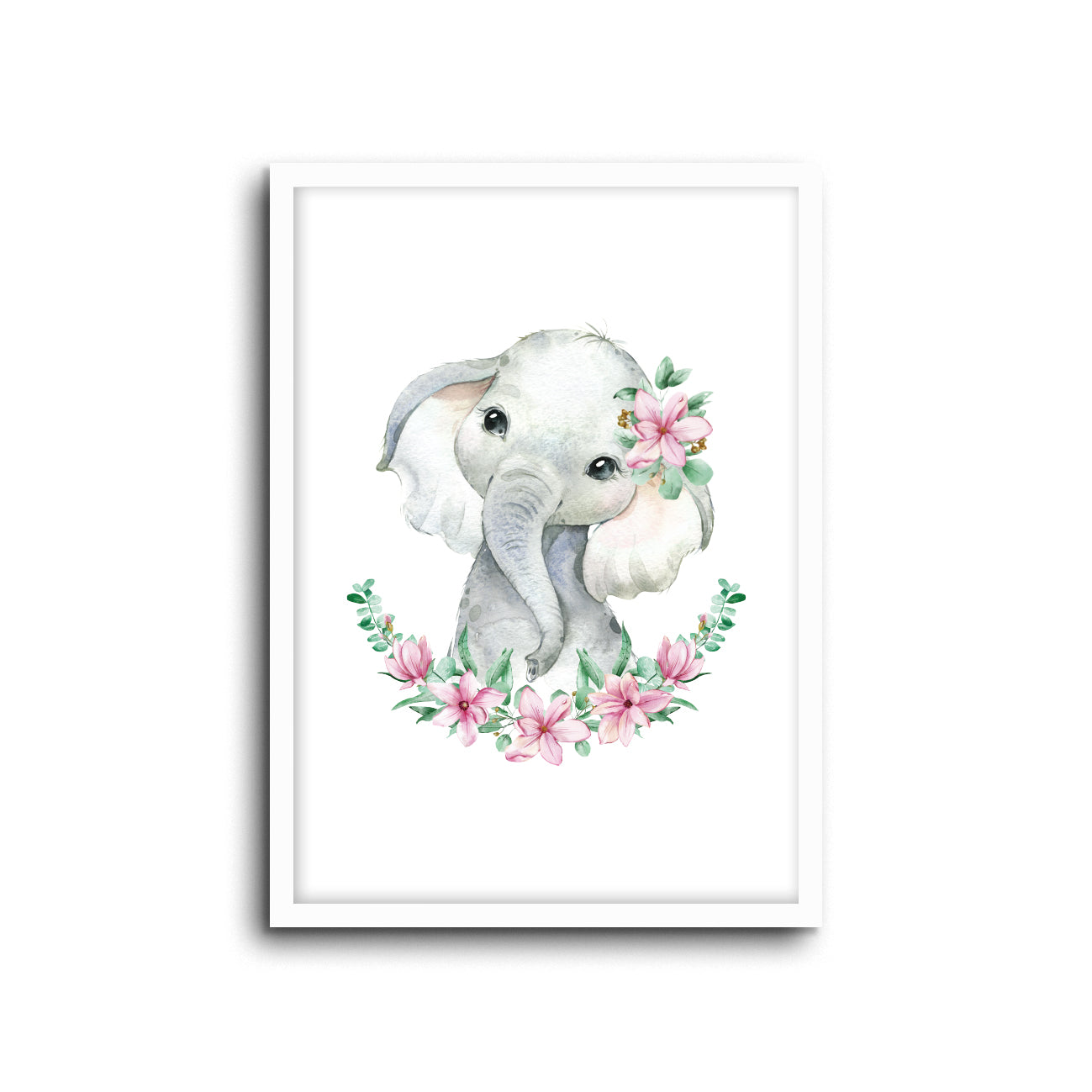 Elephant Floral Wall Print Baby Kids Room Nursery Art 