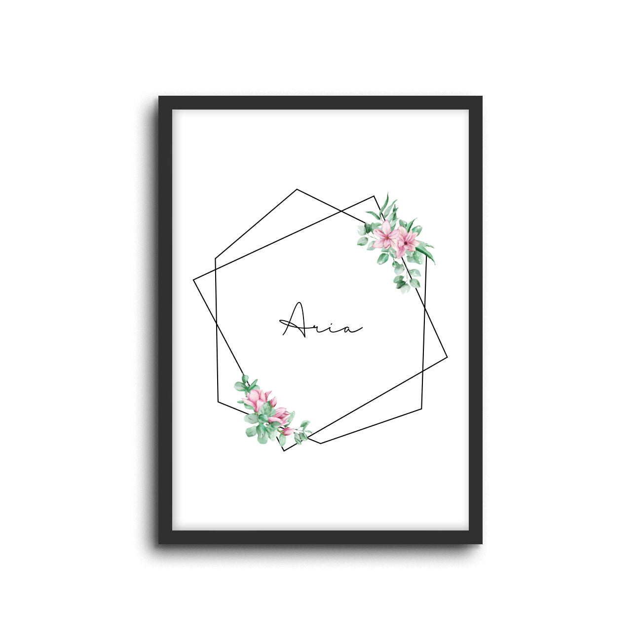 Floral Custom Name Wall Print Nursery Art Kids Bedroom Art