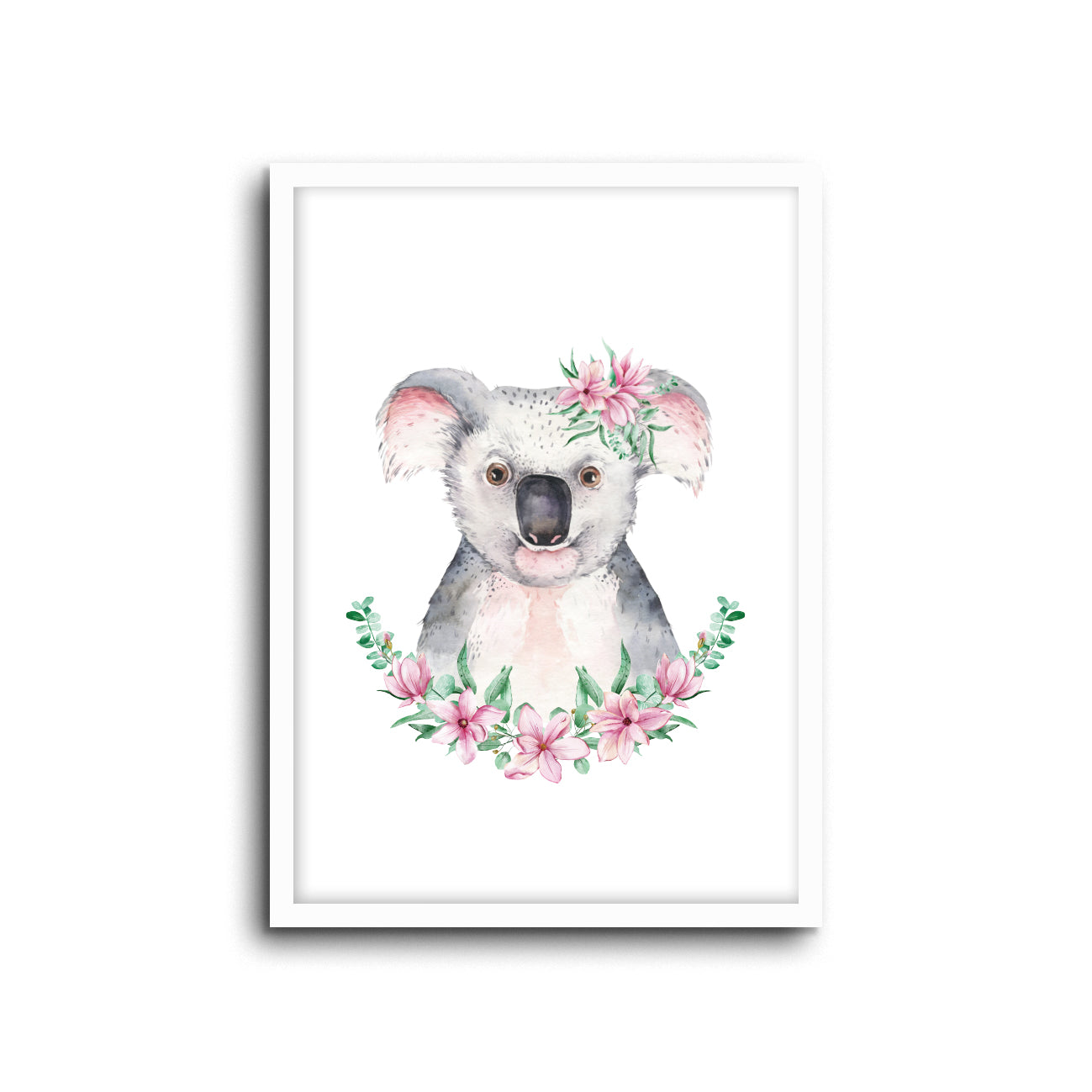 Koala - Floral Wall Print Baby Kids Room Nursery Art 