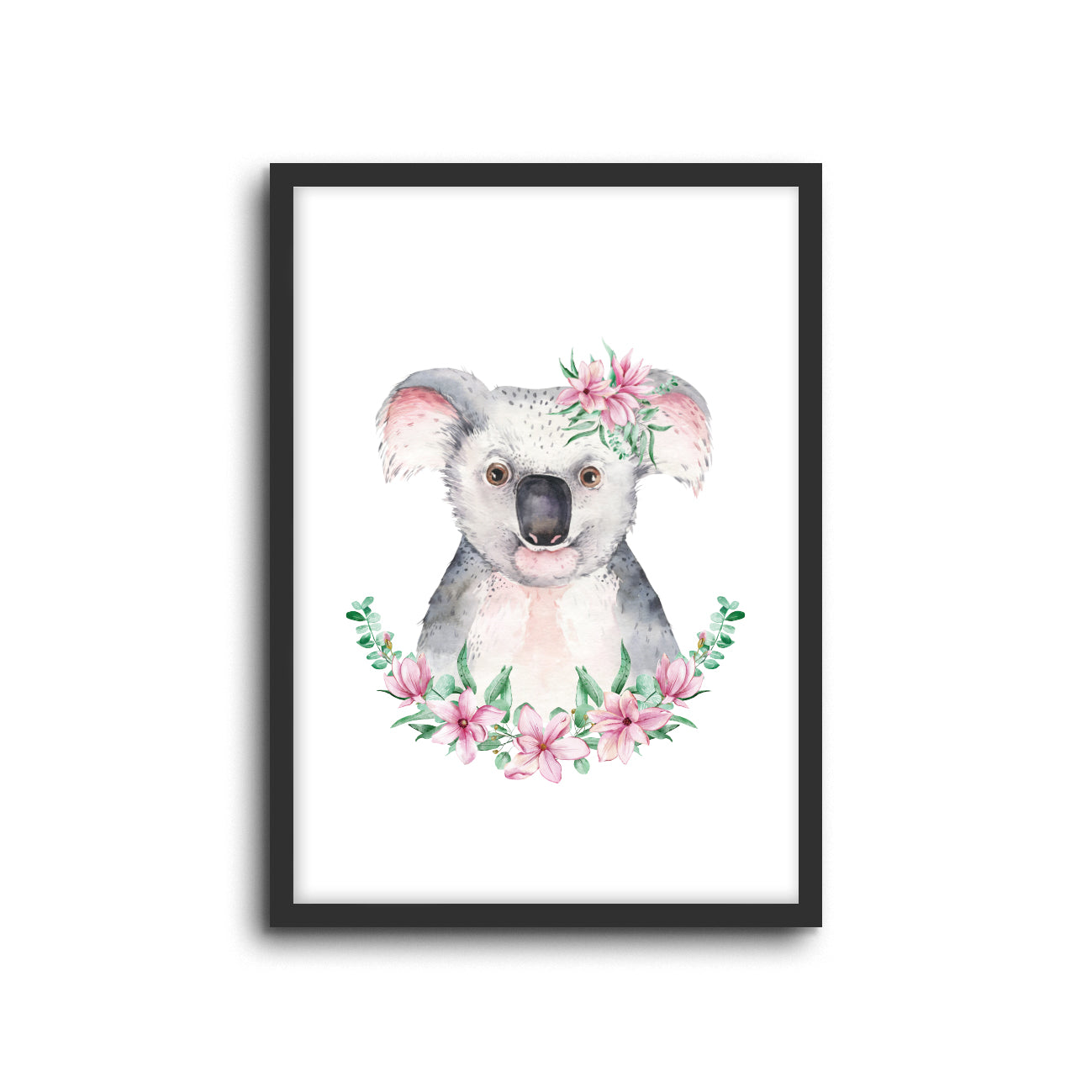 Koala - Floral Wall Print Baby Kids Room Nursery Art 