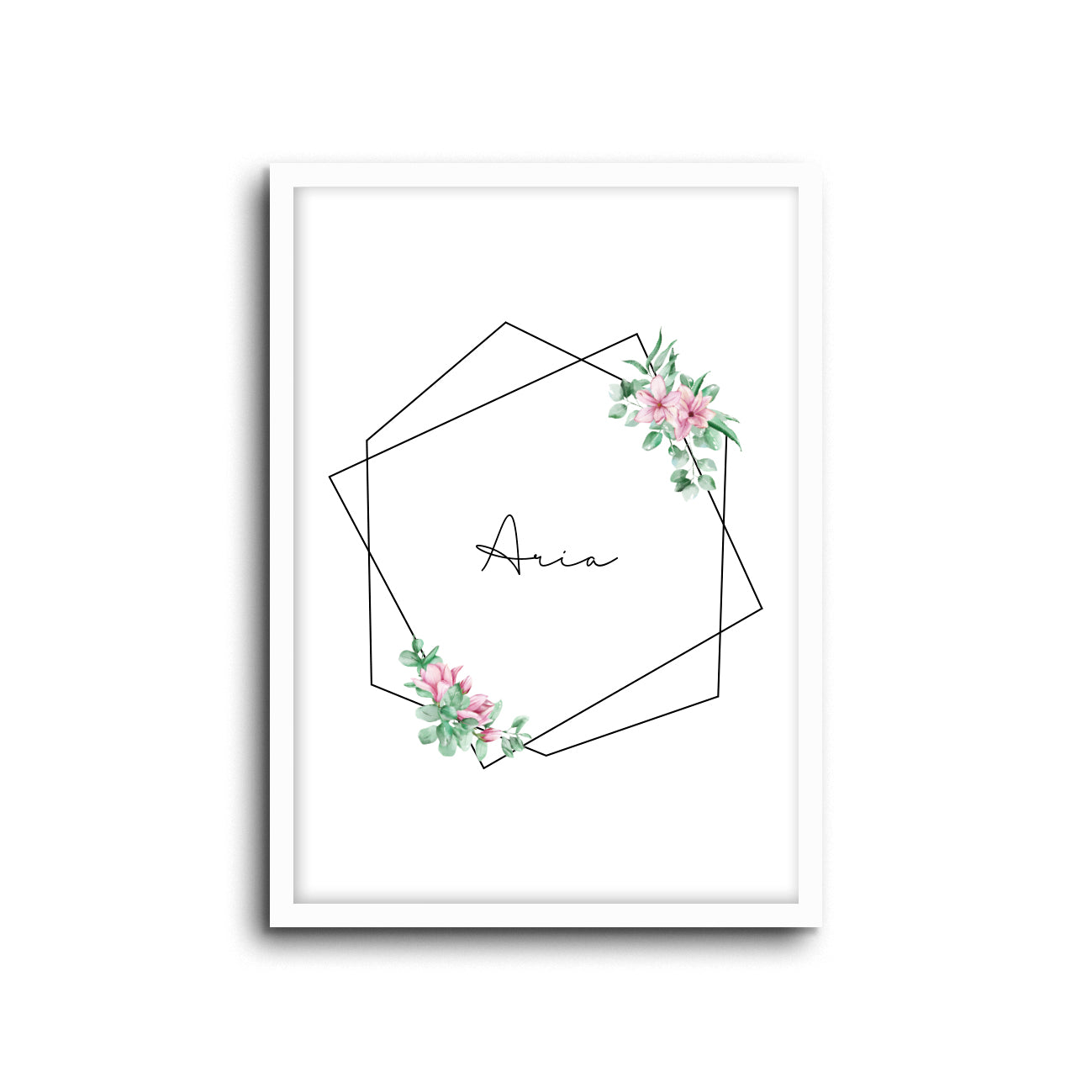 Floral Custom Name Wall Print Nursery Art Kids Bedroom Art