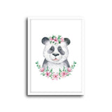 Panda - Floral Wall Print Baby Kids Room Nursery Art 