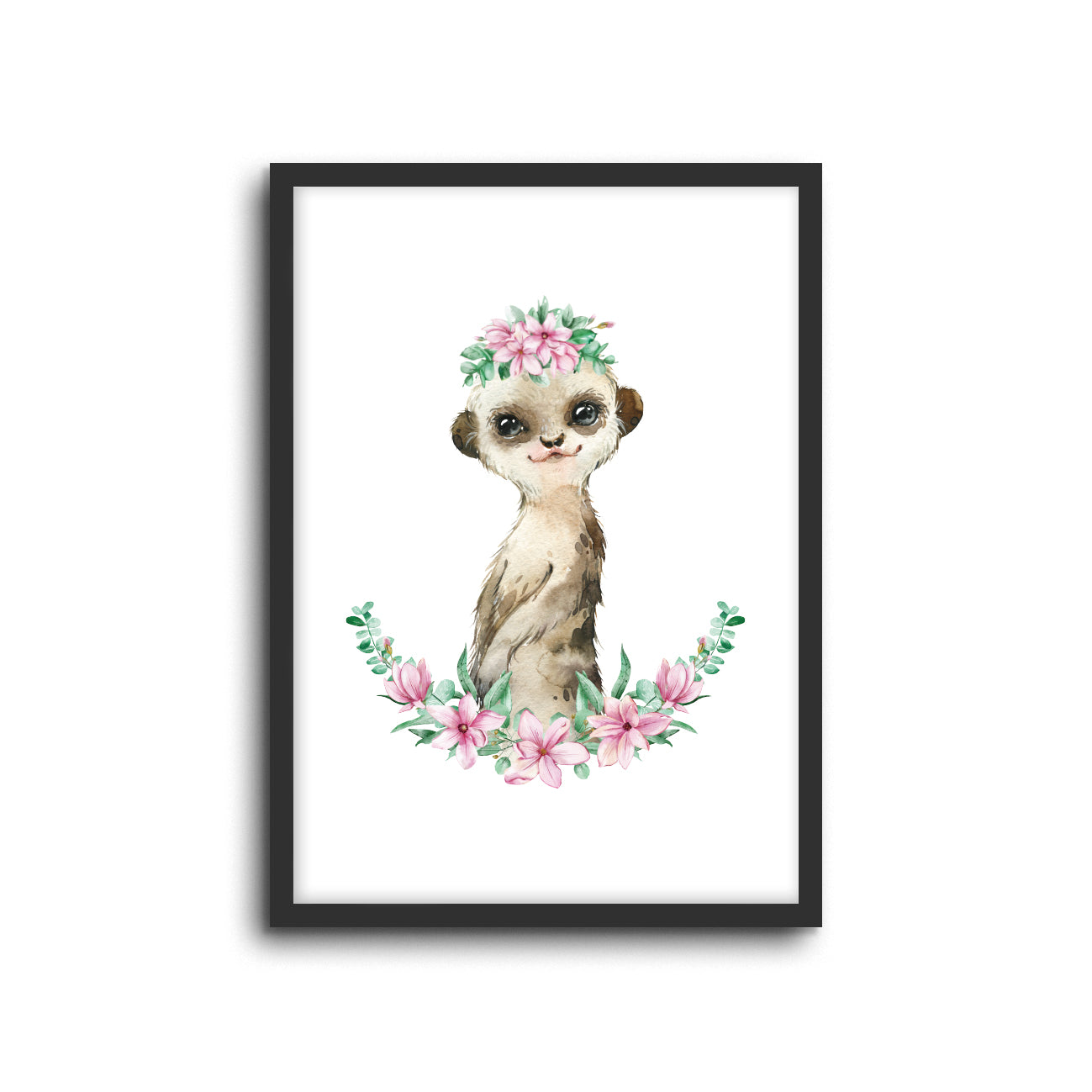 Meerkat - Floral Wall Print Baby Kids Room Nursery Art 