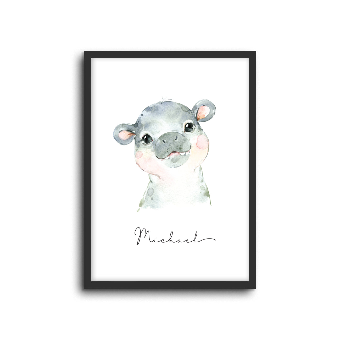 Hippo Wall Print Baby Kids Room Nursery Art Custom Name