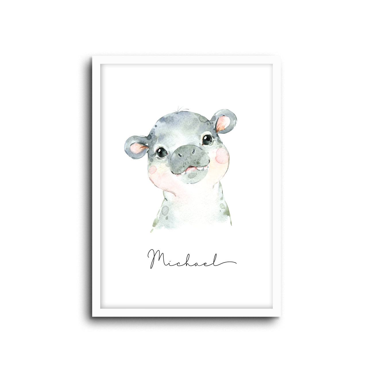 Hippo Wall Print Baby Kids Room Nursery Art Custom Name