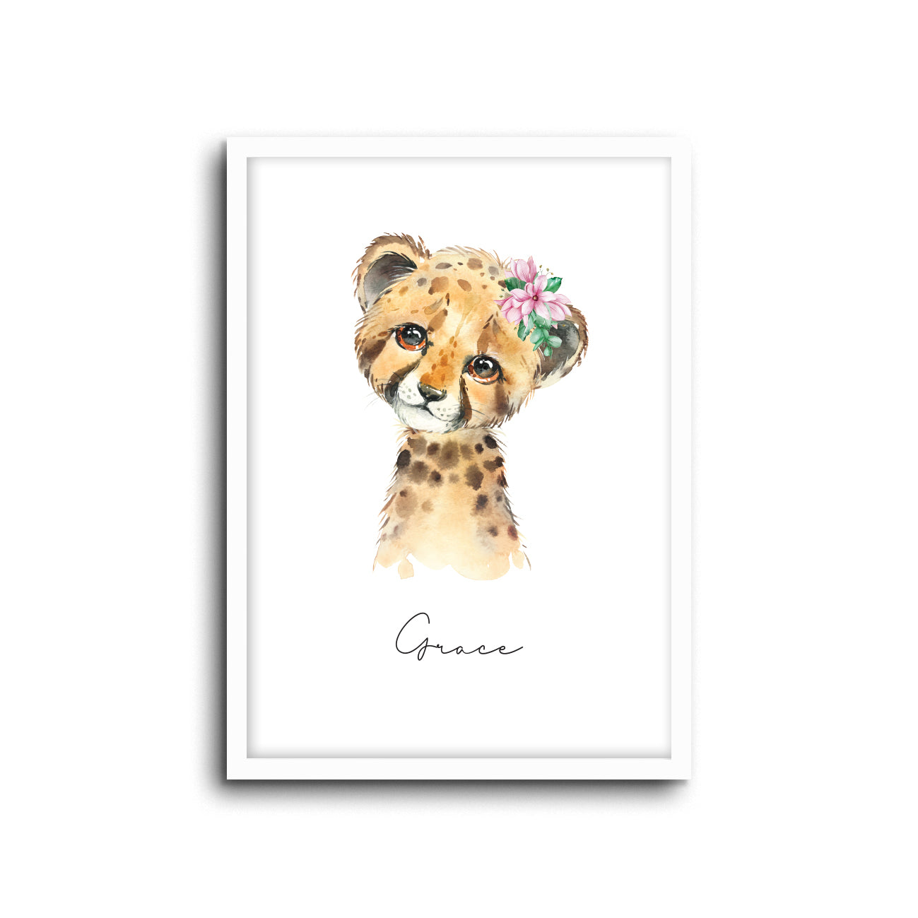 Cheetah Wall Print Baby Kids Room Nursery Art Custom Name