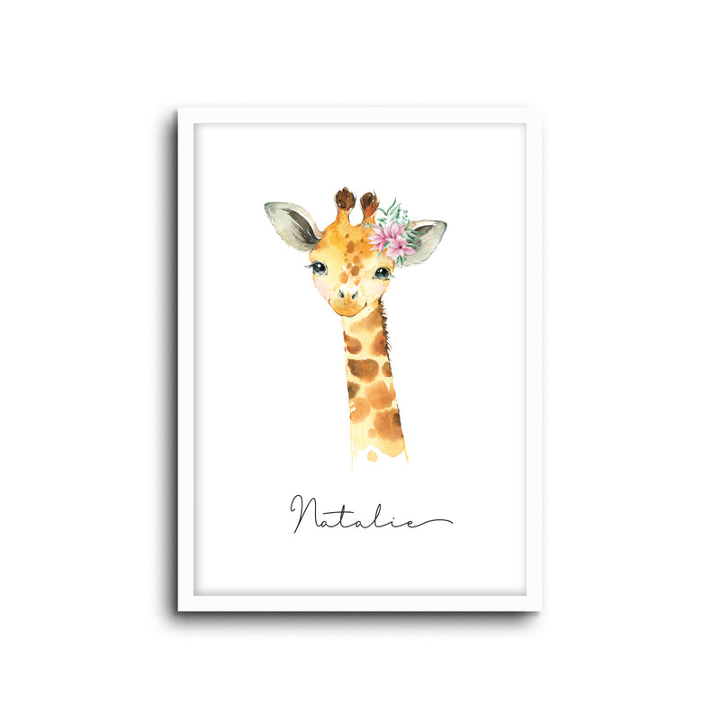 Giraffe Wall Print Baby Kids Room Nursery Art Custom Name