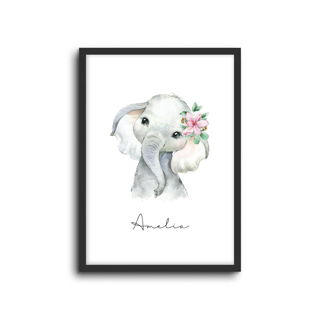 Elephant Wall Print Baby Kids Room Nursery Art Custom Name